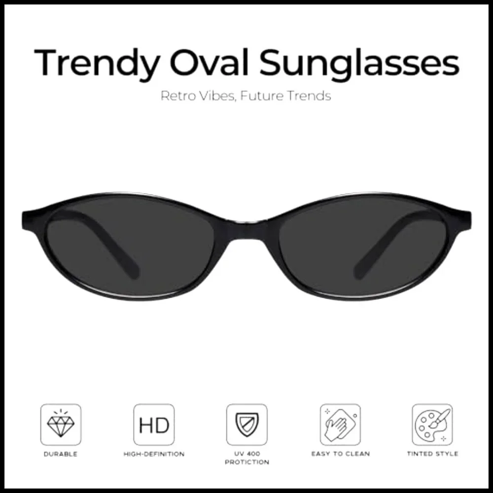 Retro Oval Sunglasses Cat Eye Y2K 90s Trendy UV400 Protection
